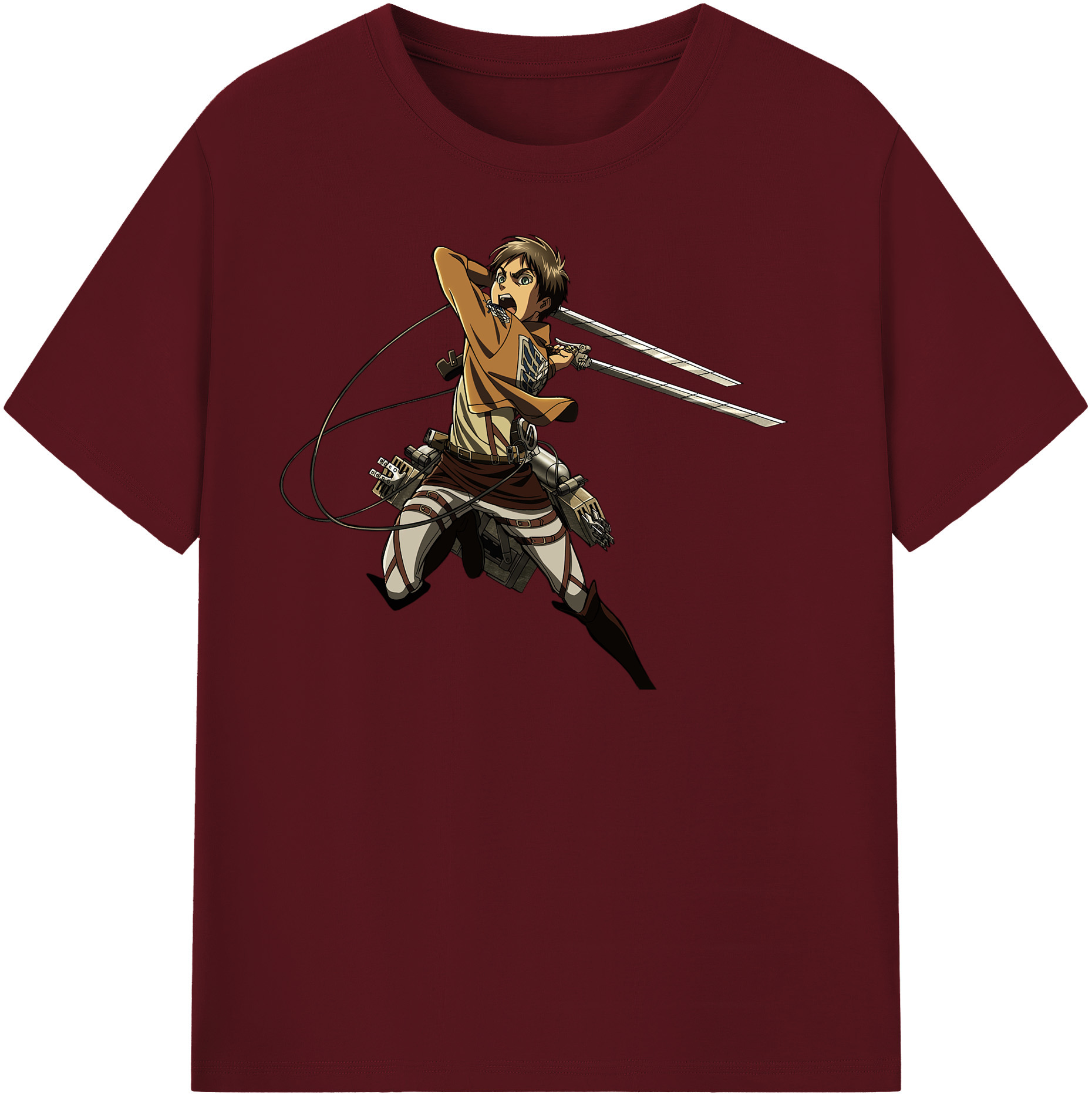 （画像用） 進撃の巨人 エレン･イェーガー Attack on Titan Eren Jäger 綿100％半袖Tシャツ（フロントプリント）